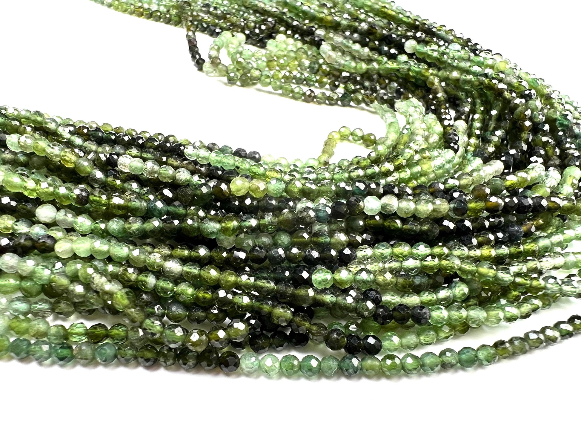 Natural green Tourmaline 2.3mm Micro Faceted Shaded round Beads Rare Green Tourmaline jewelry making beads Beads,12.5” strand