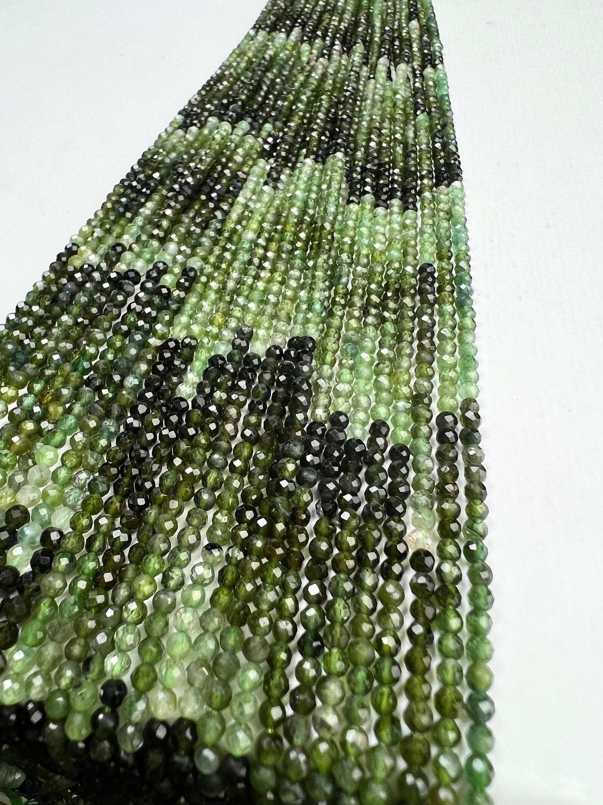 Natural green Tourmaline 2.3mm Micro Faceted Shaded round Beads Rare Green Tourmaline jewelry making beads Beads,12.5” strand