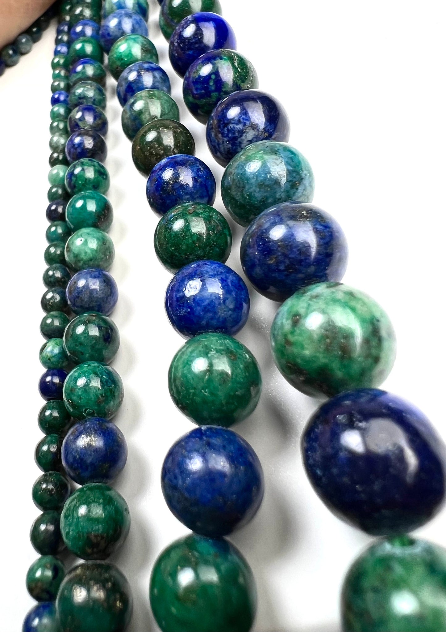 Azurite Smooth Round AAA quality Azurite Malachite bead ,Jewelry Making Natural Gemstone Beads . 4mm,6mm 8mm 10mm 15.5” full strand