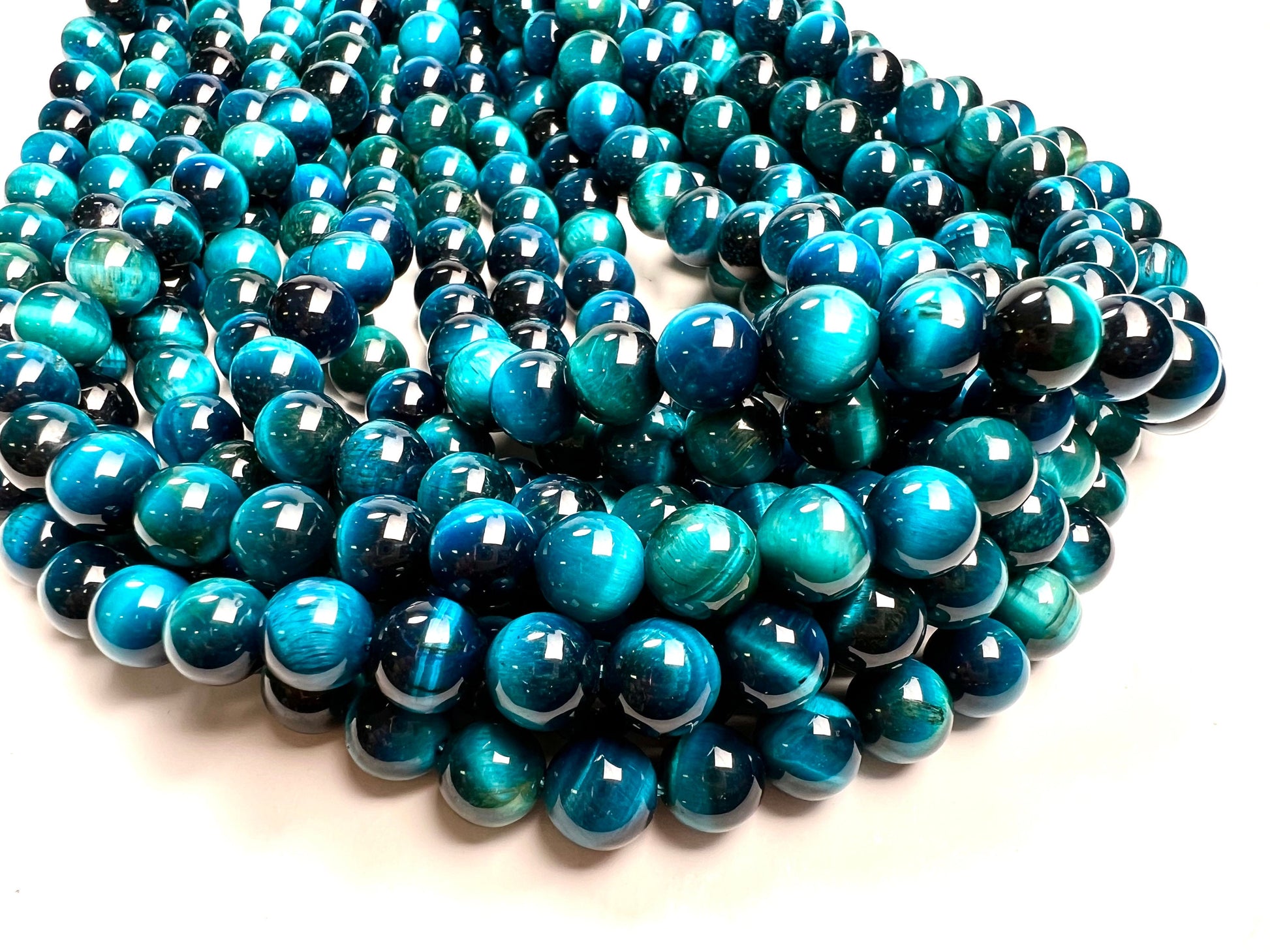 Blue Tiger Eye Smooth Round AAA quality beads for , Jewelry Making Natural Gemstone Beads . 4mm,6mm 8mm 15” full strand