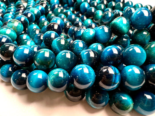 Blue Tiger Eye Smooth Round AAA quality beads for , Jewelry Making Natural Gemstone Beads . 4mm,6mm 8mm 15” full strand