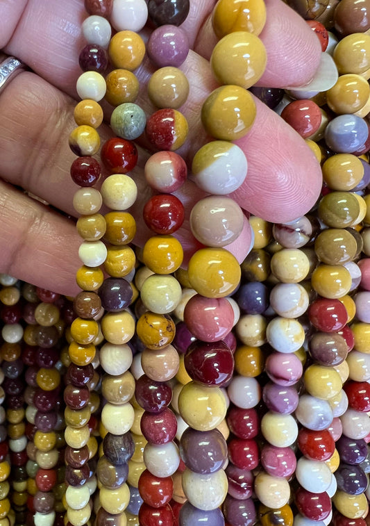 Mookaite Smooth Round AAA quality beads for , Jewelry Making Natural Gemstone Beads . 4mm,6mm 8mm 10mm 15.5” full strand