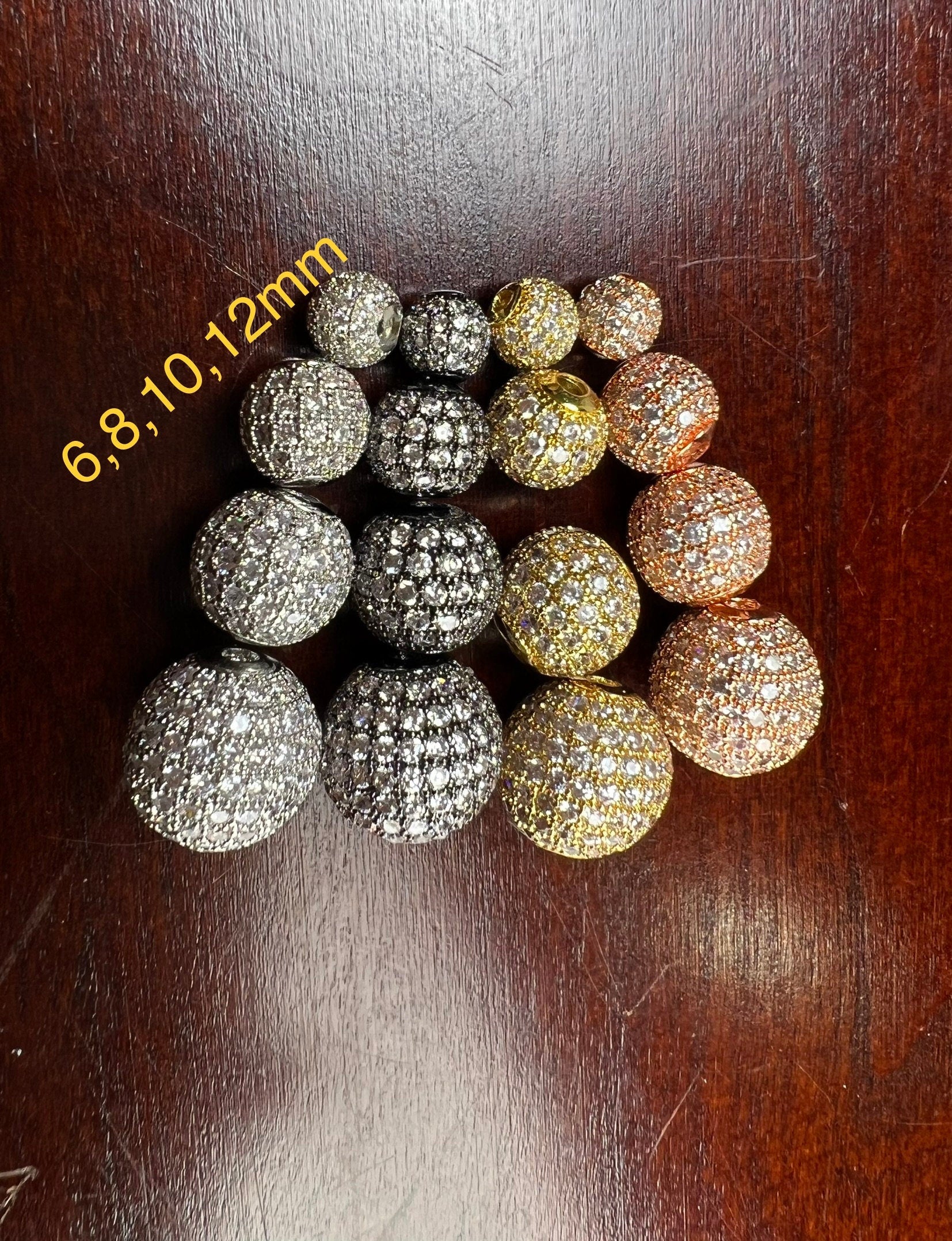 CZ micro pave diamond style ball spacer Bead non tarnish quality 6,8,10,12mm cubic Zirconia jewelry making spacer .1 pc