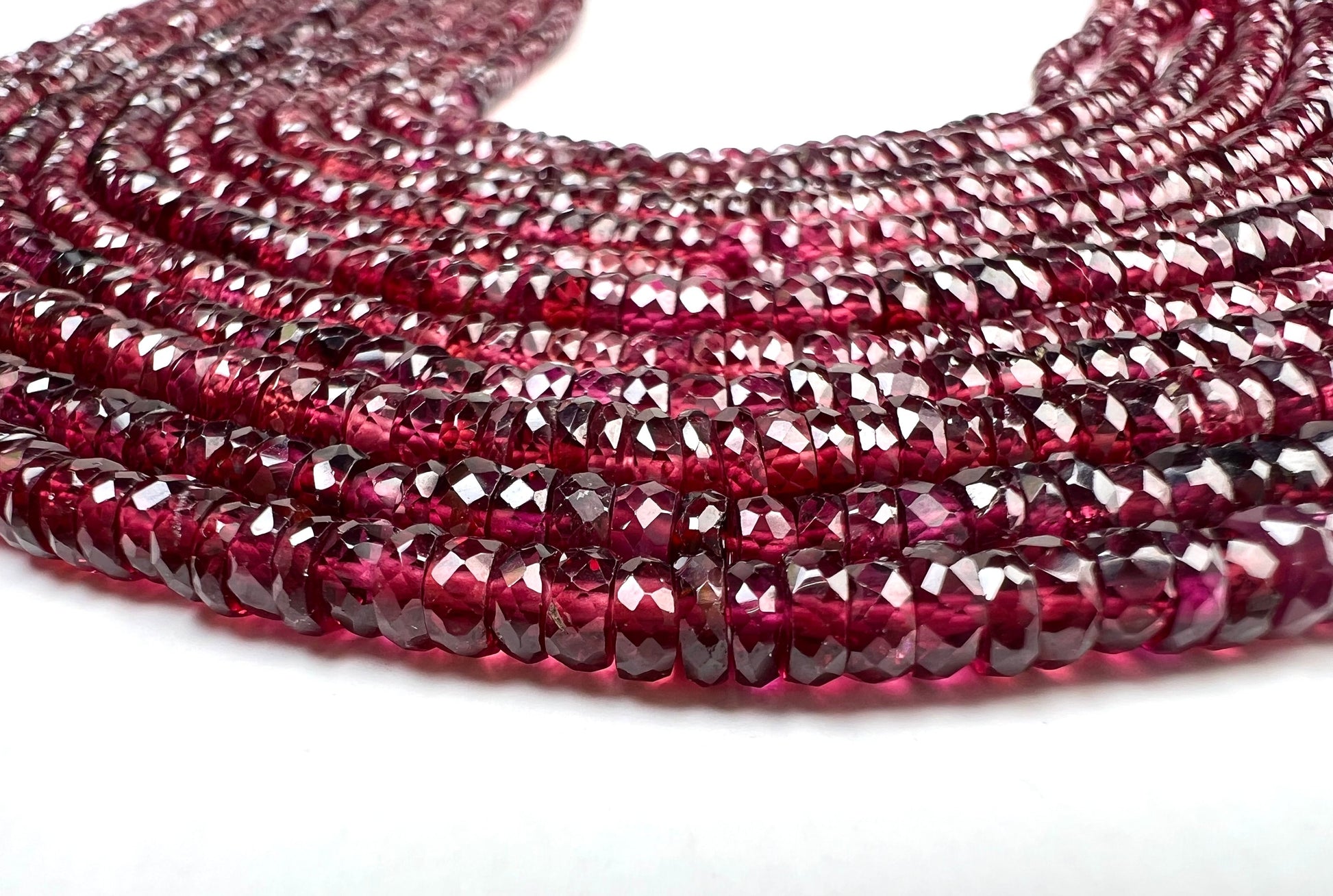 Mozambique Garnet Heishi cut 4mm Faceted Rondelle, Merlot Dark Red Jewelry Making Gemstone Beads, Rare, Heavy Weight Gemstone 6”,12” strand