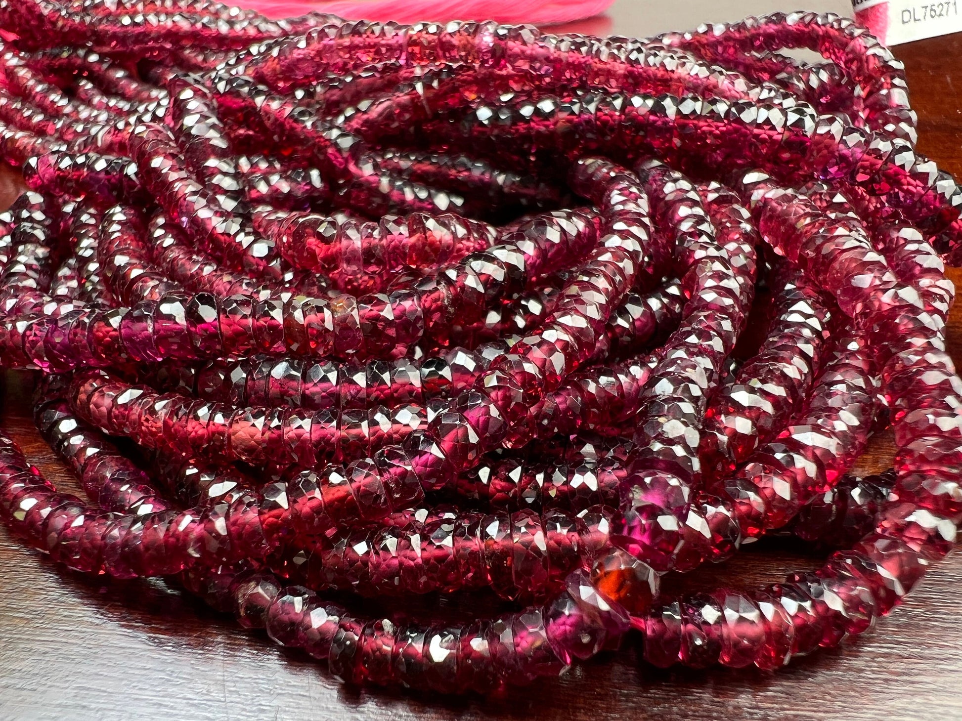 Mozambique Garnet Heishi cut 4mm Faceted Rondelle, Merlot Dark Red Jewelry Making Gemstone Beads, Rare, Heavy Weight Gemstone 6”,12” strand