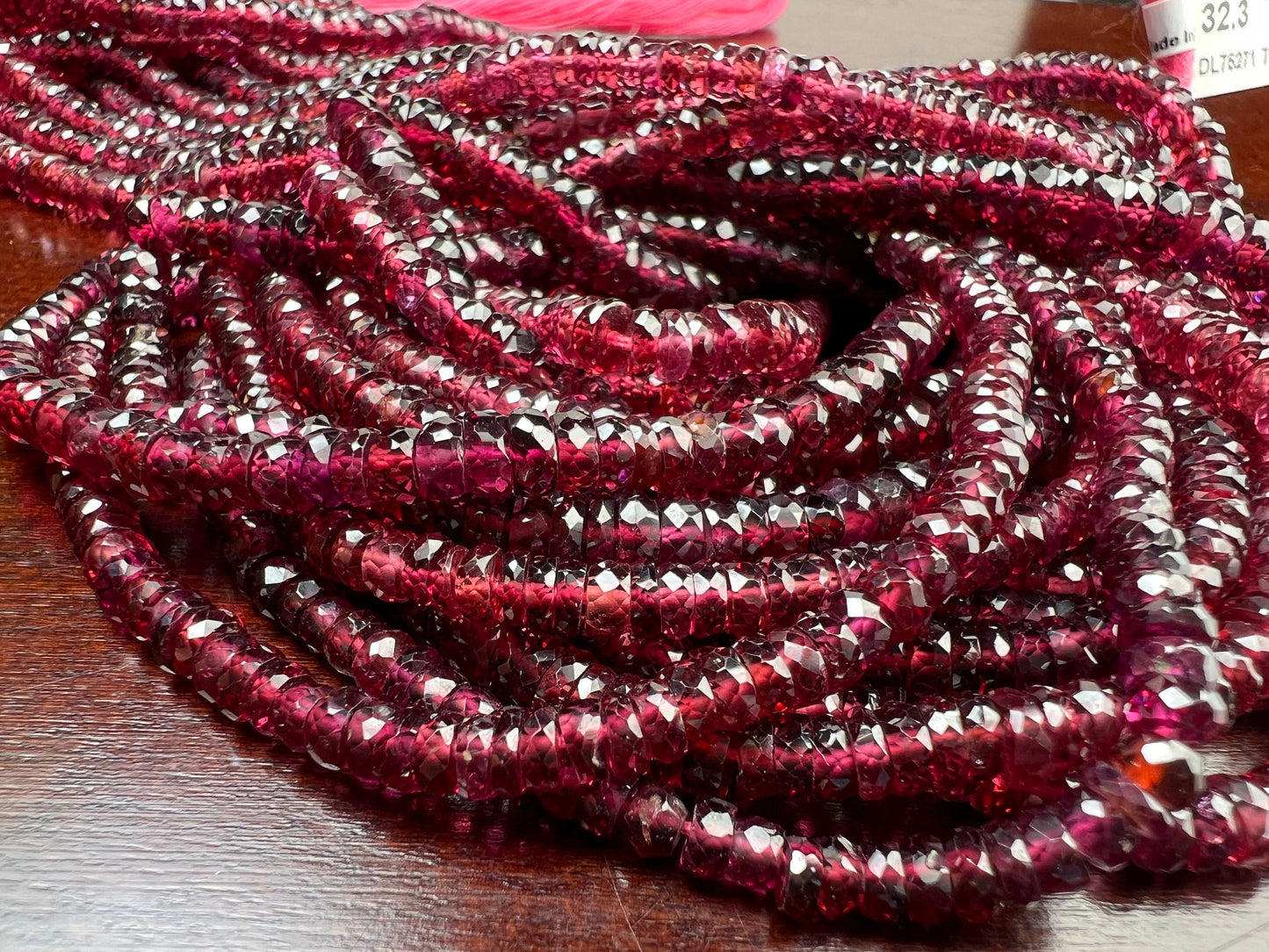 Mozambique Garnet Heishi cut 4mm Faceted Rondelle, Merlot Dark Red Jewelry Making Gemstone Beads, Rare, Heavy Weight Gemstone 6”,12” strand