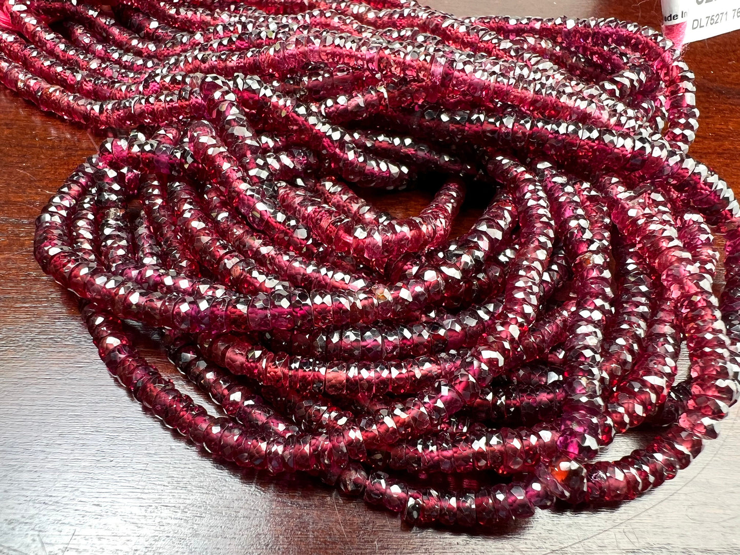 Mozambique Garnet Heishi cut 4mm Faceted Rondelle, Merlot Dark Red Jewelry Making Gemstone Beads, Rare, Heavy Weight Gemstone 6”,12” strand