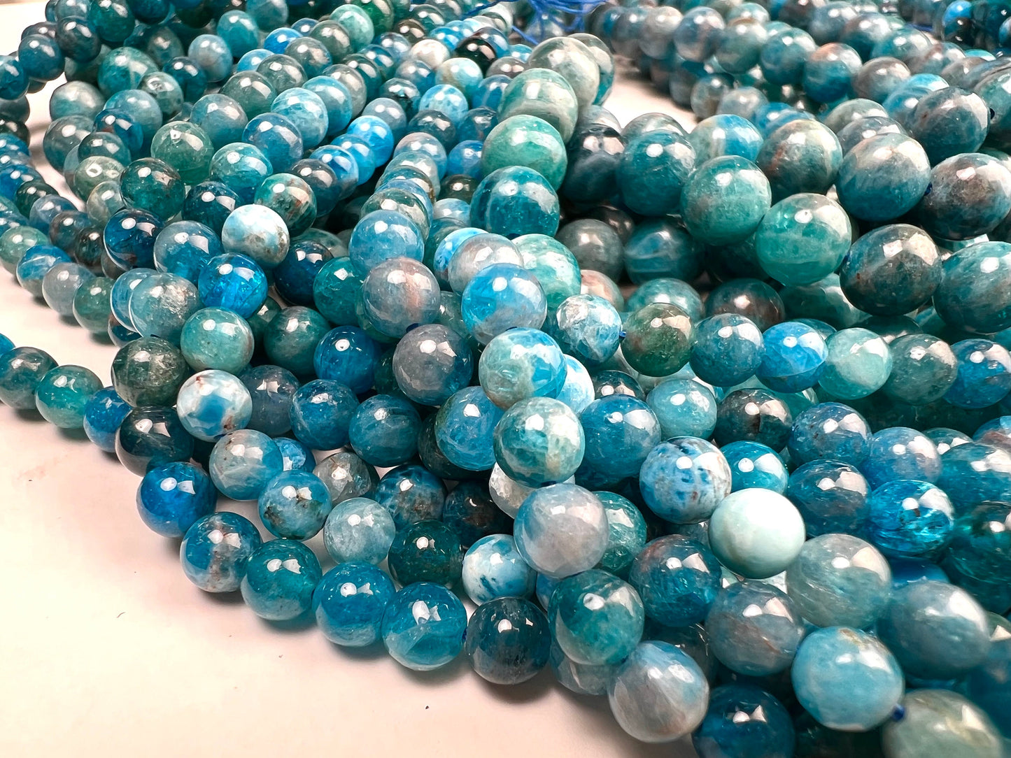 Natural Apatite Smooth Round gemstone beads 4,6,8mm beautiful blue stripe Jewelry Making Beads, 15.5” strand