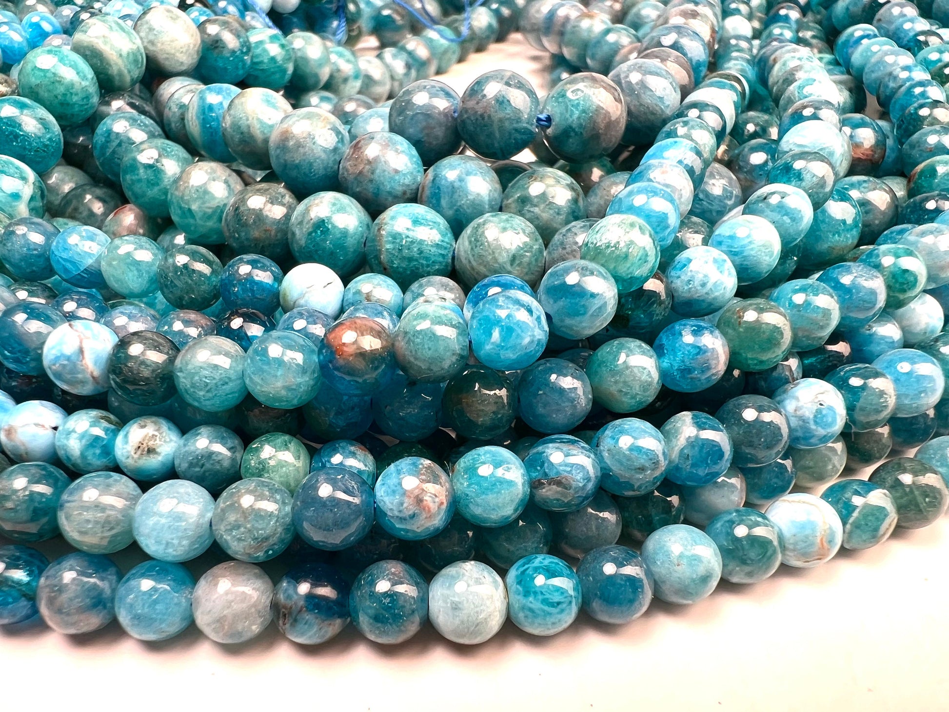 Natural Apatite Smooth Round gemstone beads 4,6,8mm beautiful blue stripe Jewelry Making Beads, 15.5” strand