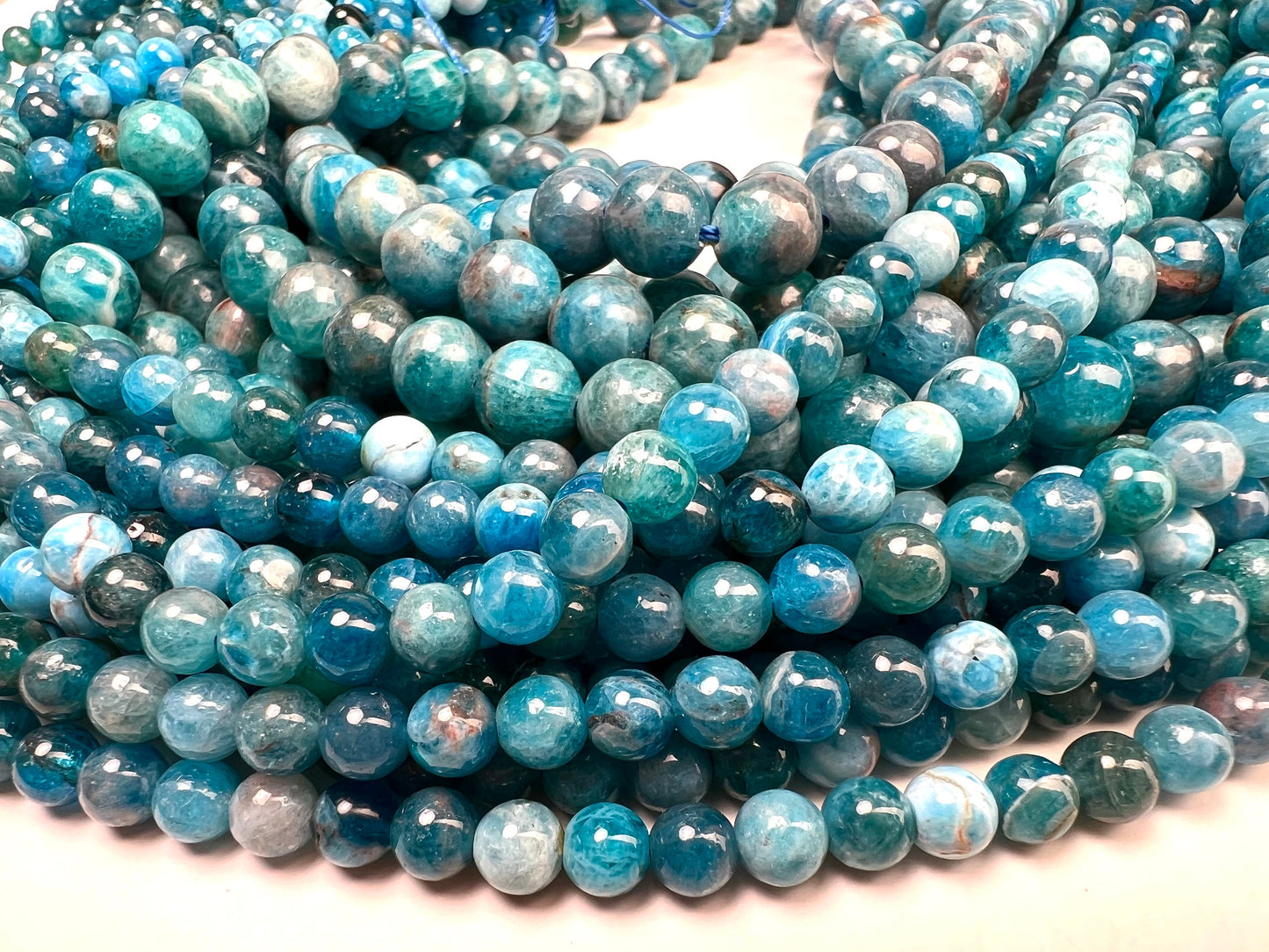 Natural Apatite Smooth Round gemstone beads 4,6,8mm beautiful blue stripe Jewelry Making Beads, 15.5” strand