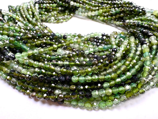 Natural green Tourmaline 2.3mm Micro Faceted Shaded round Beads Rare Green Tourmaline jewelry making beads Beads,12.5” strand