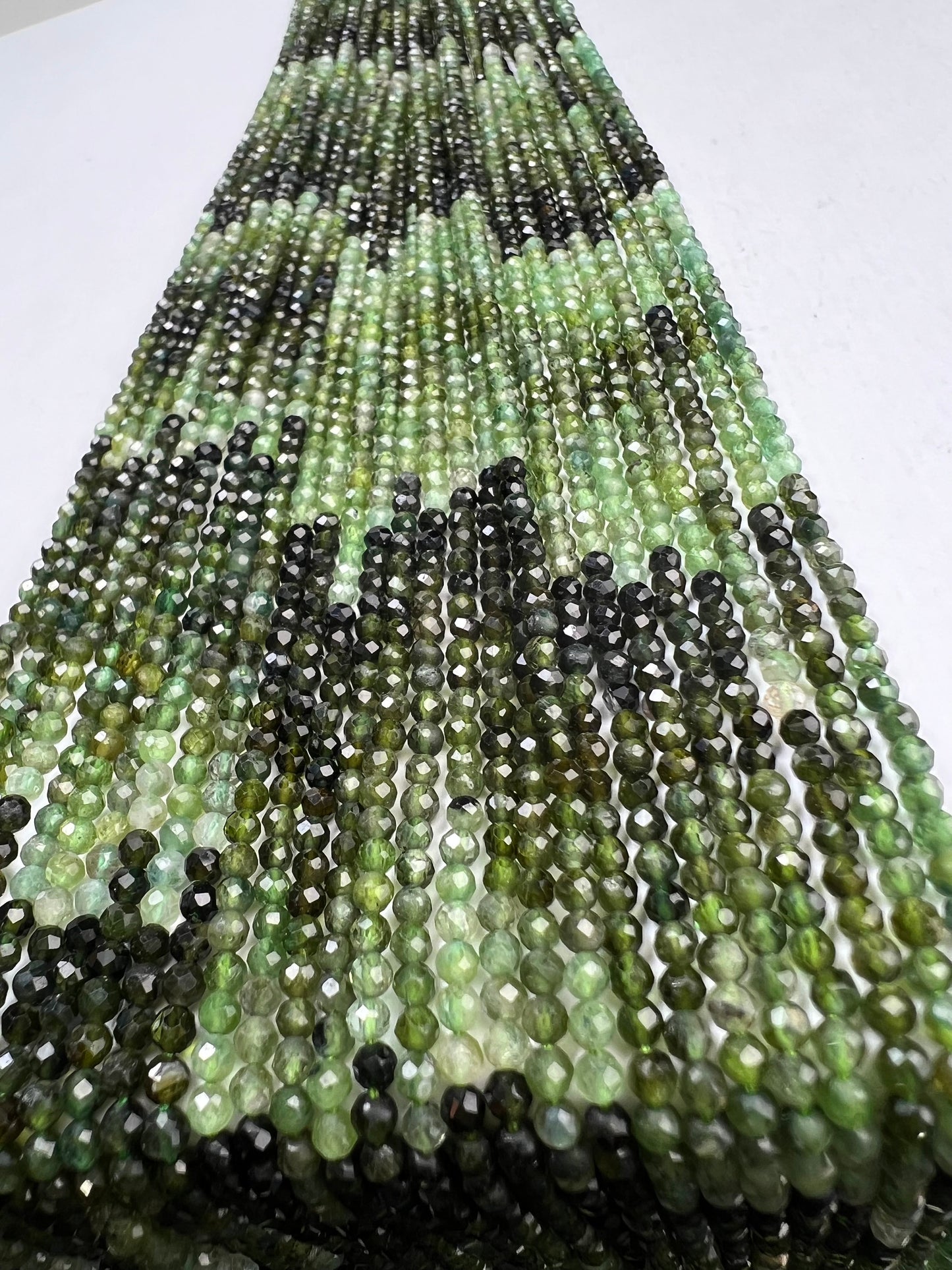 Natural green Tourmaline 2.3mm Micro Faceted Shaded round Beads Rare Green Tourmaline jewelry making beads Beads,12.5” strand