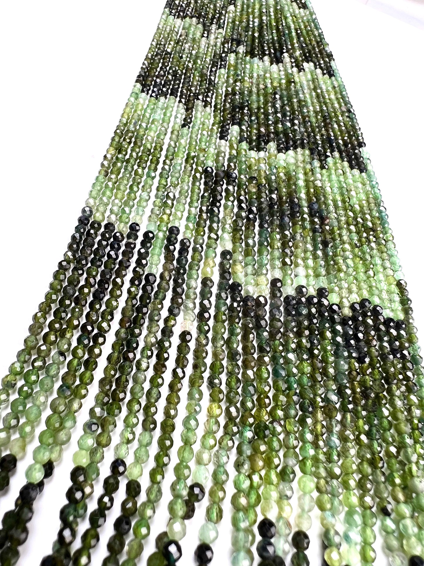 Natural green Tourmaline 2.3mm Micro Faceted Shaded round Beads Rare Green Tourmaline jewelry making beads Beads,12.5” strand