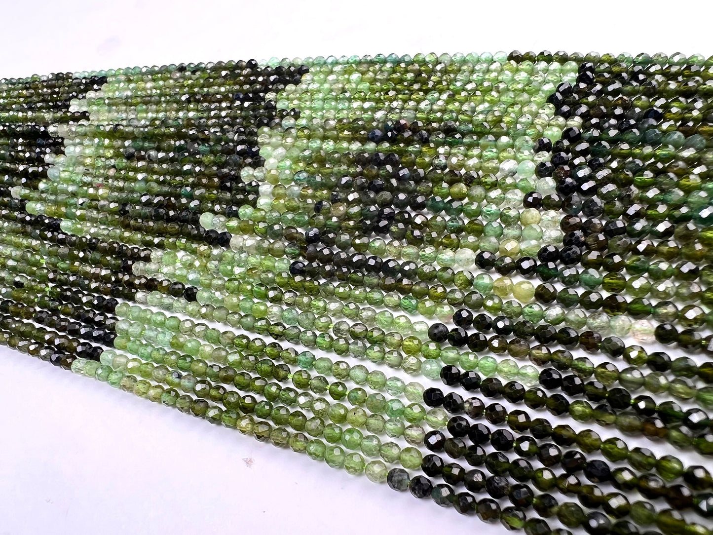 Natural green Tourmaline 2.3mm Micro Faceted Shaded round Beads Rare Green Tourmaline jewelry making beads Beads,12.5” strand