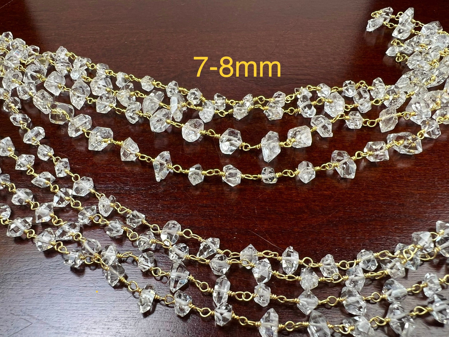 Herkimer Diamond 6-7mm Raw Beaded Wire Wrap Necklace Double Terminated AAA High Quality Herkimer Diamond