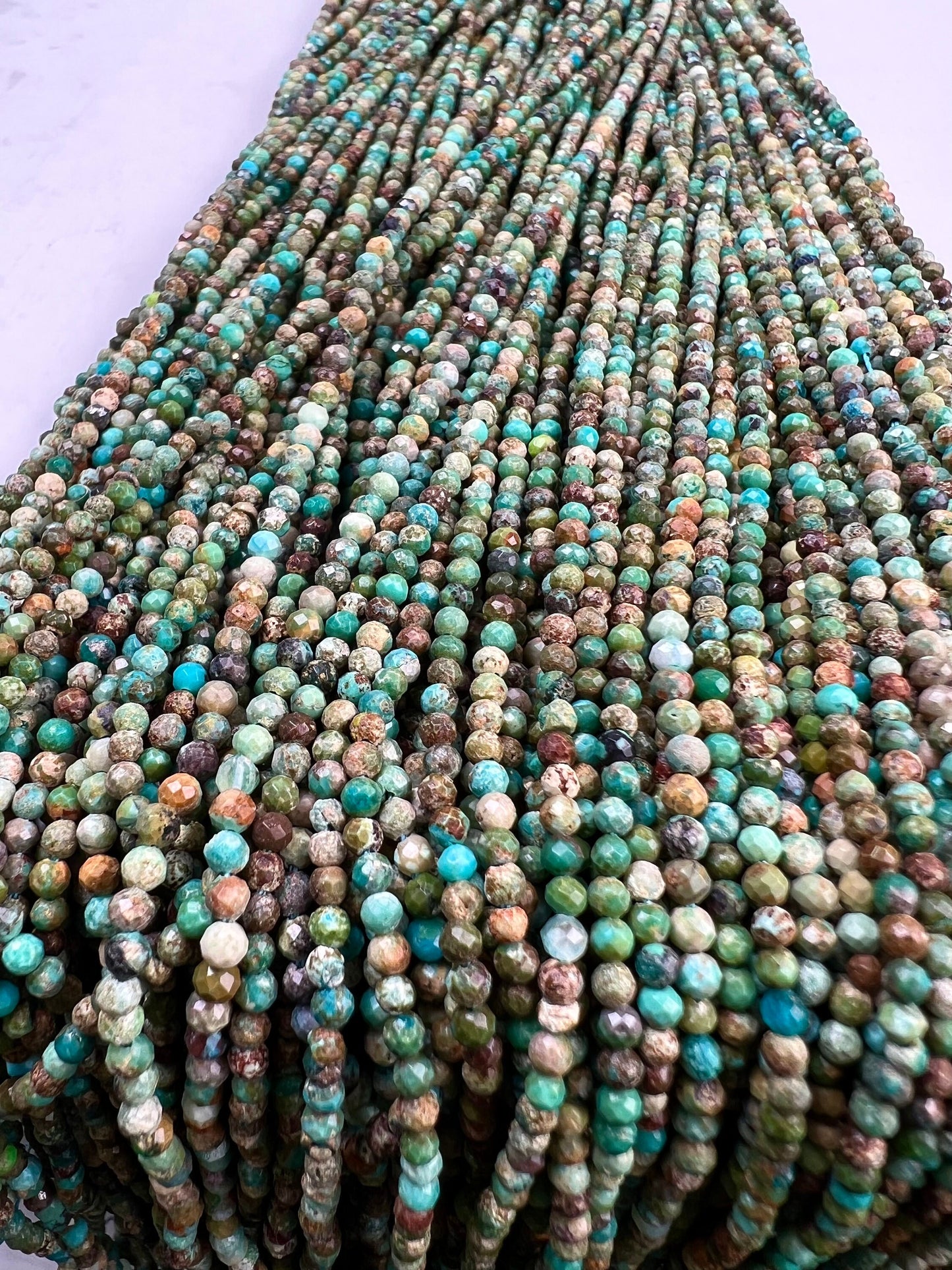 Natural African Turquoise 2.5mm Faceted Round natural gemstone jewelry making beads 12.5” full strand