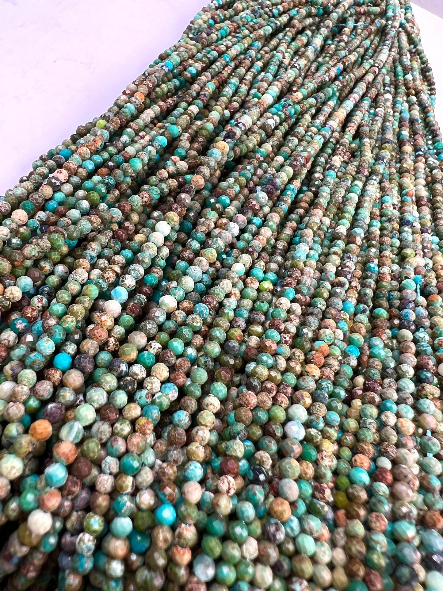 Natural African Turquoise 2.5mm Faceted Round natural gemstone jewelry making beads 12.5” full strand