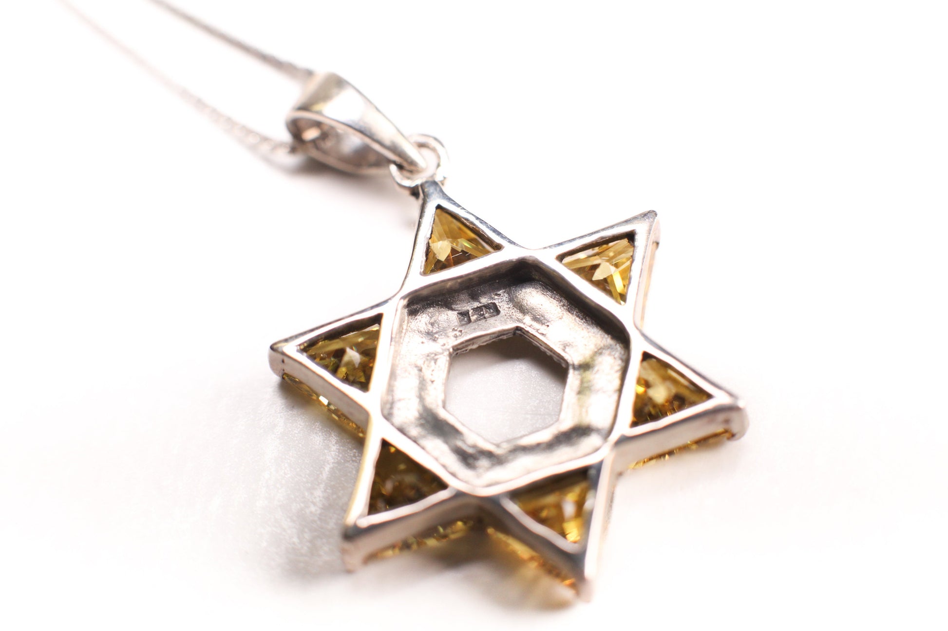 Vintage Marcasite Citrine Star of David Marcasite 925 Sterling Silver Pendant 925 Sterling Silver Chain necklace, Antique gift, 925 stamped