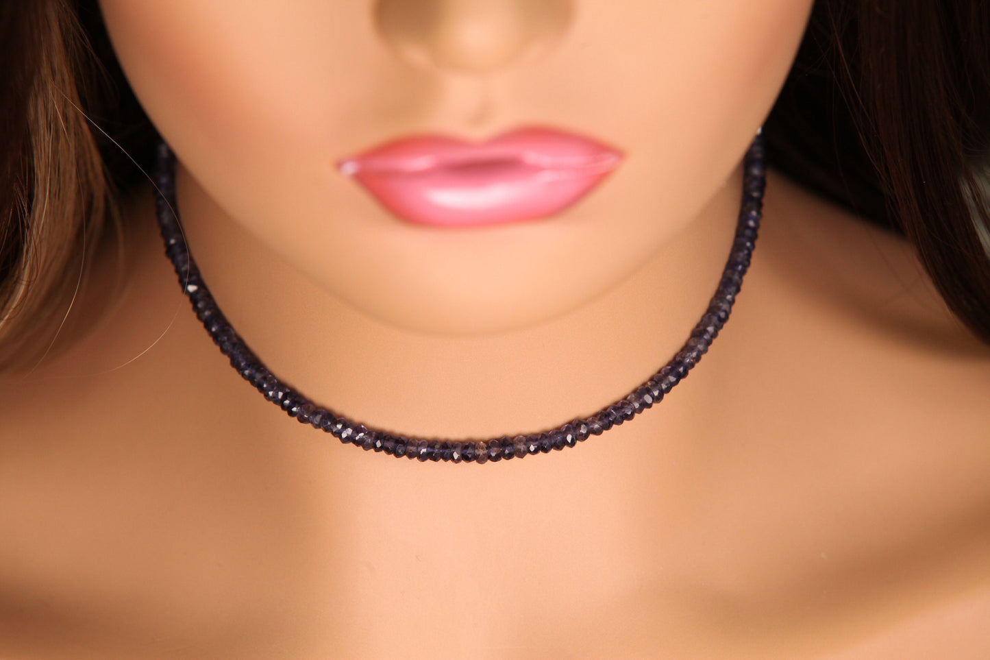 4-4.5mm Faceted Iolite Layering Choker 925 Sterling Silver Necklace, Precious Gemstones, September Birthstone. Optional 2" Extender