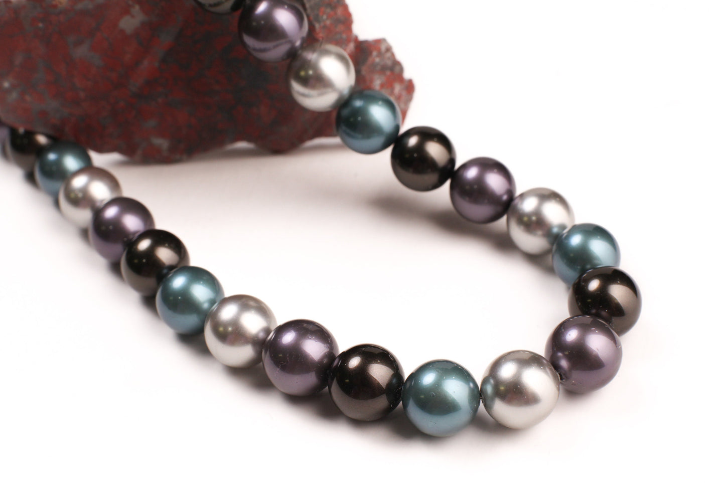 Tri color 12mm Multi blue teal silver South Seashell Pearl Necklace 16-38" choice, Bridal ,Evening wear, party , Elegant gift