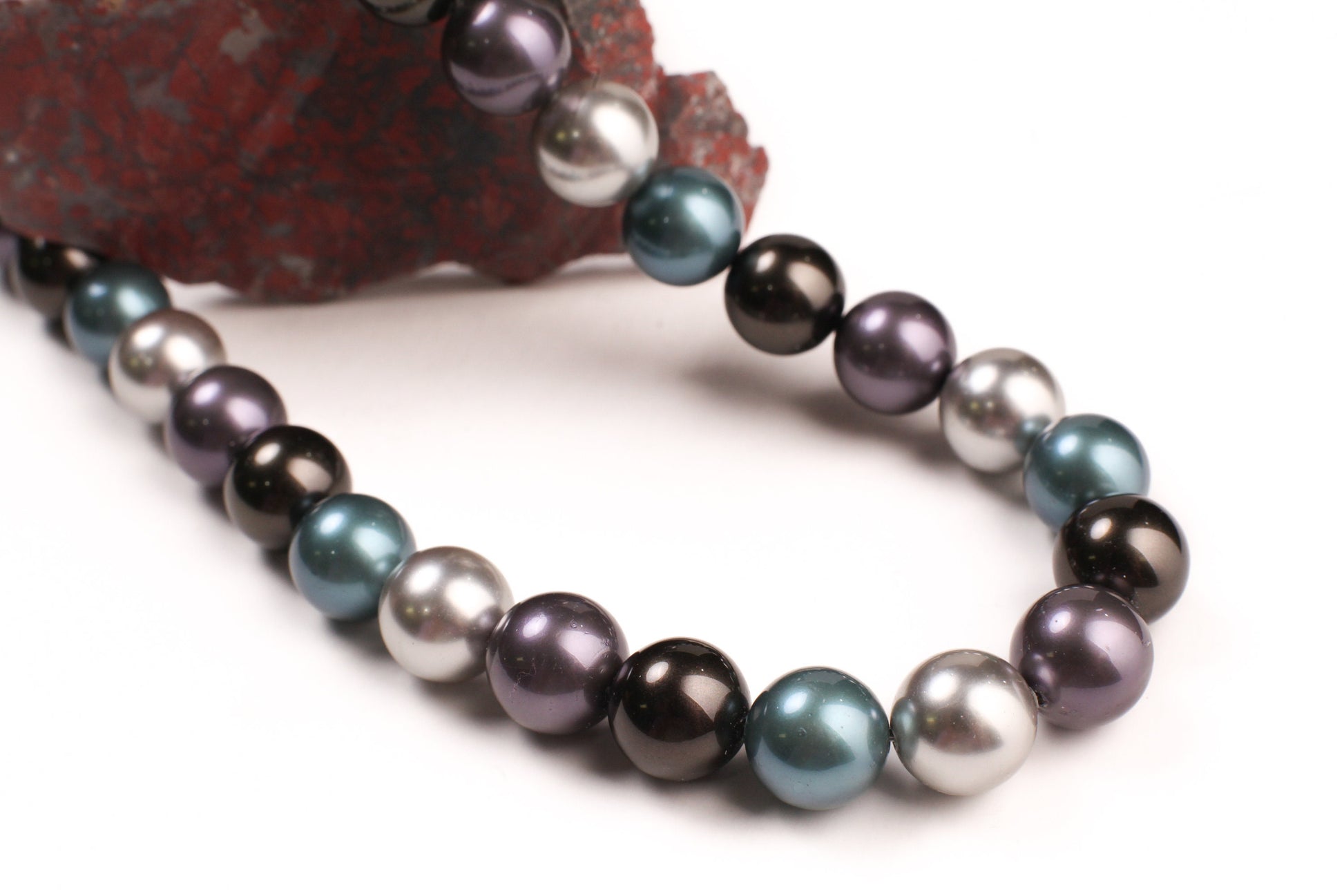 Tri color 12mm Multi blue teal silver South Seashell Pearl Necklace 16-38" choice, Bridal ,Evening wear, party , Elegant gift