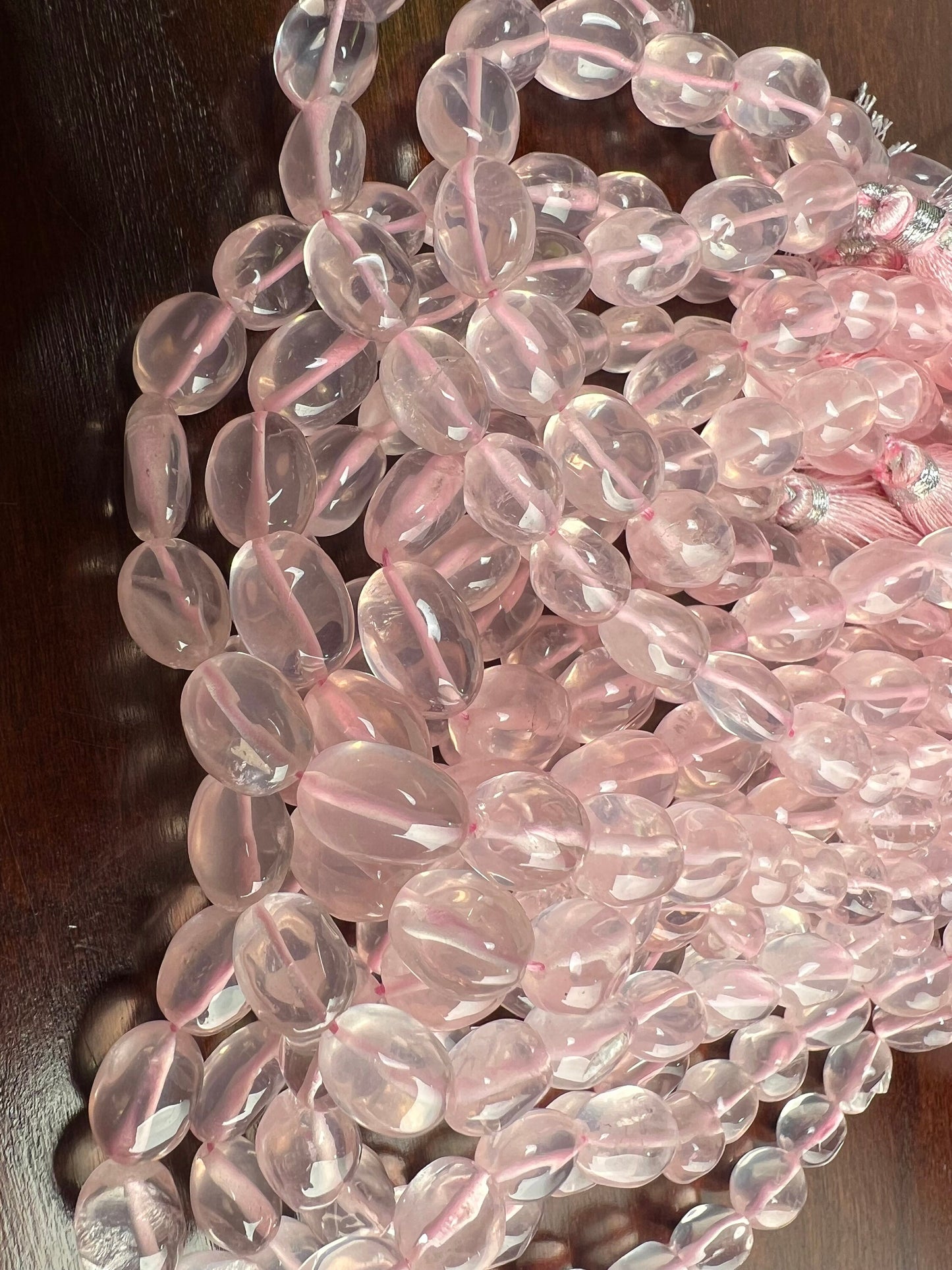 Morganite smooth puff oval 6x8-10mm freeform bead AAA clear quality Jewelry Making Soft Pink Bead 7.5” Strand 20 pcs