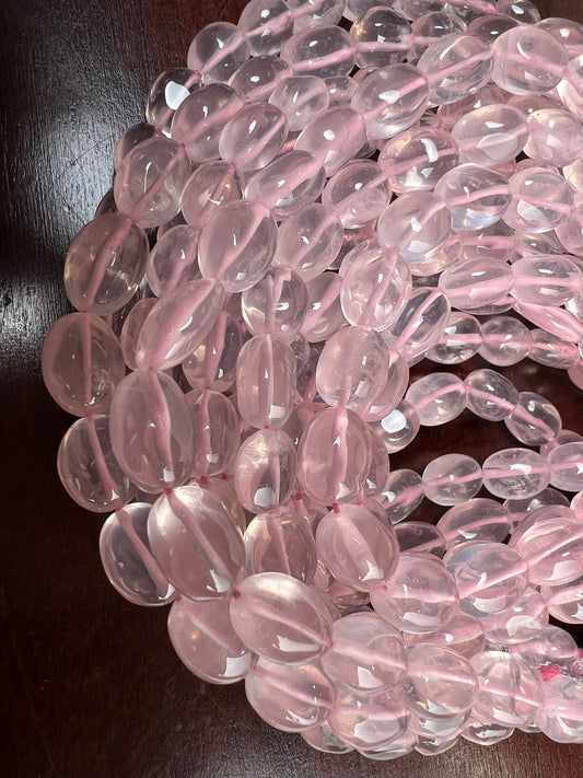 Morganite smooth puff oval 6x8-10mm freeform bead AAA clear quality Jewelry Making Soft Pink Bead 7.5” Strand 20 pcs