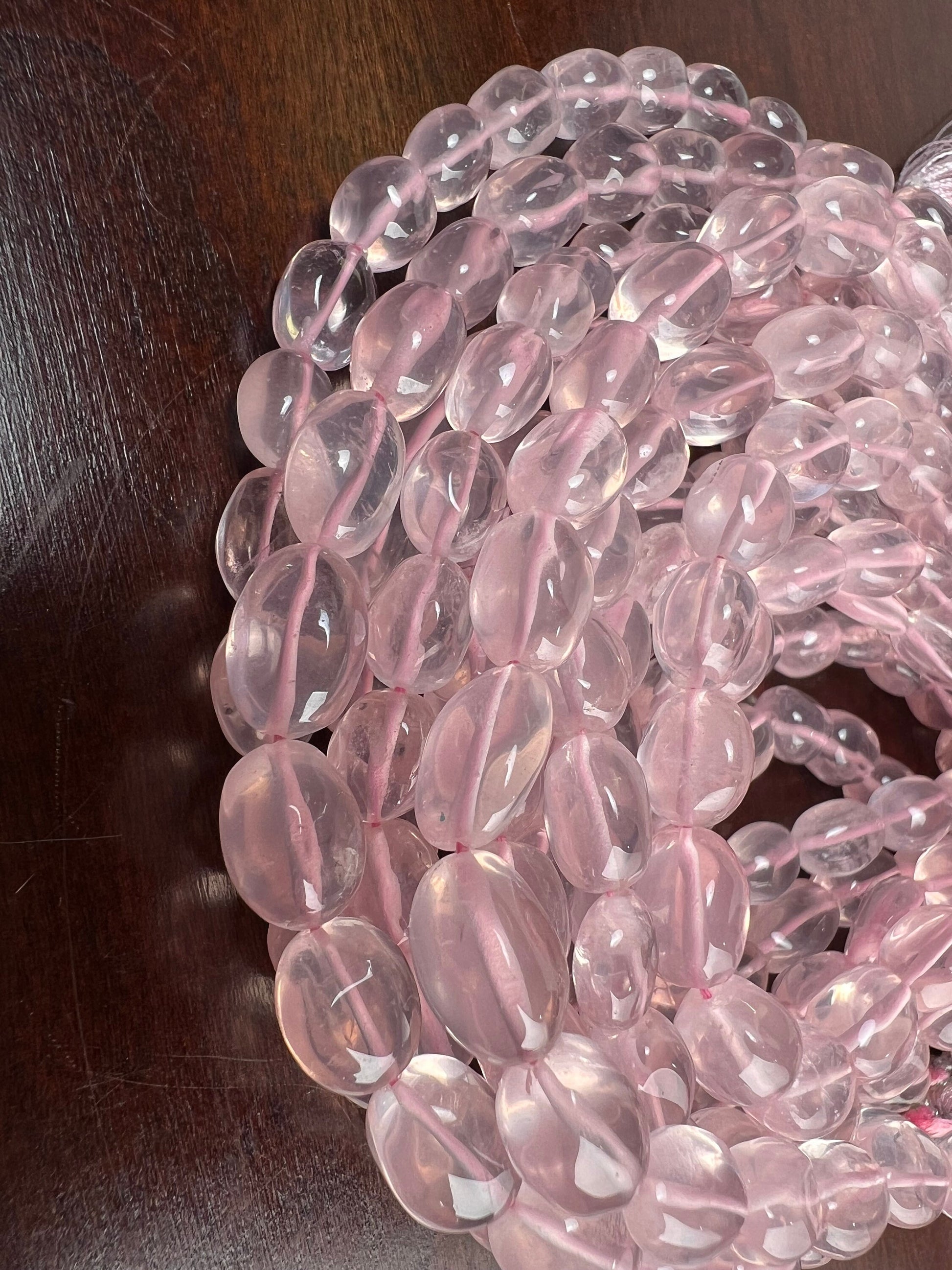 Morganite smooth puff oval 6x8-10mm freeform bead AAA clear quality Jewelry Making Soft Pink Bead 7.5” Strand 20 pcs