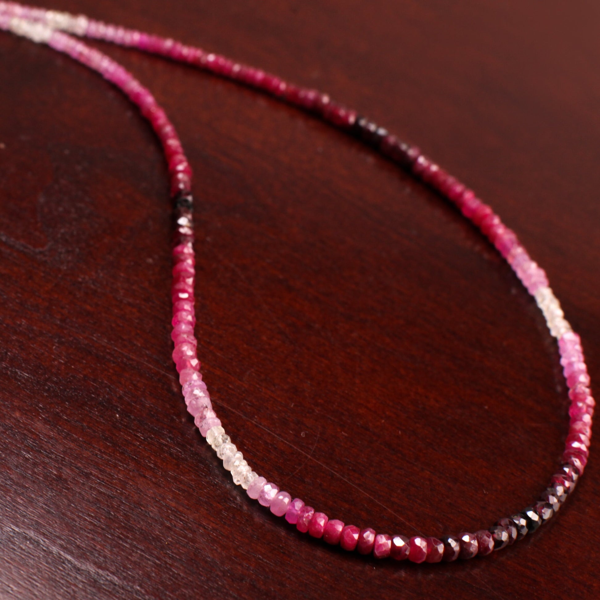 Natural Ombre Ruby Faceted Ombre Pink Shaded Roundel 3-3.5mm AAA quality, 14k Gold Filled necklace Elegant precious gift