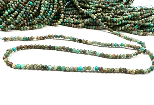 Natural African Turquoise 2.5mm Faceted Round natural gemstone jewelry making beads 12.5” full strand