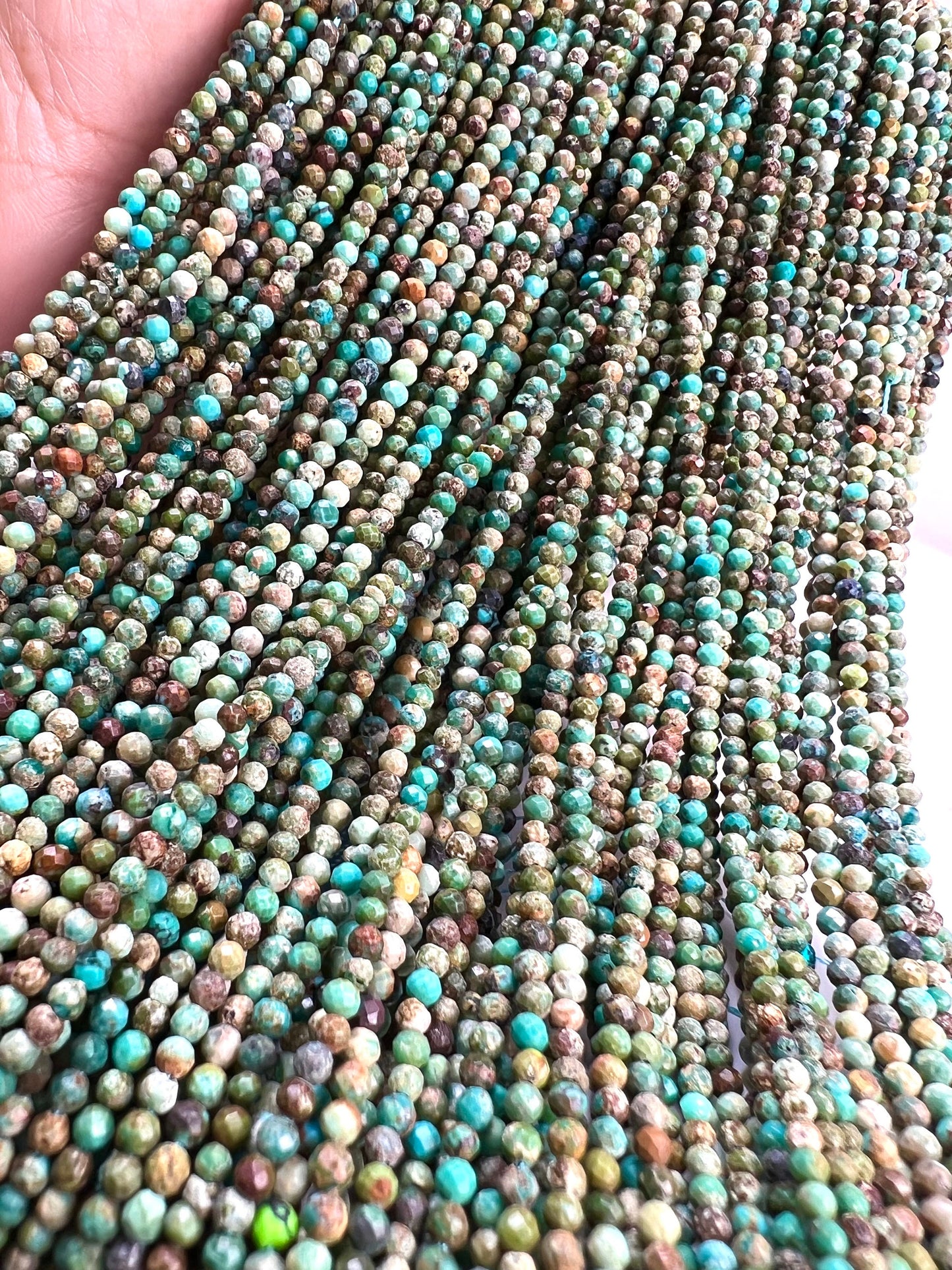 Natural African Turquoise 2.5mm Faceted Round natural gemstone jewelry making beads 12.5” full strand