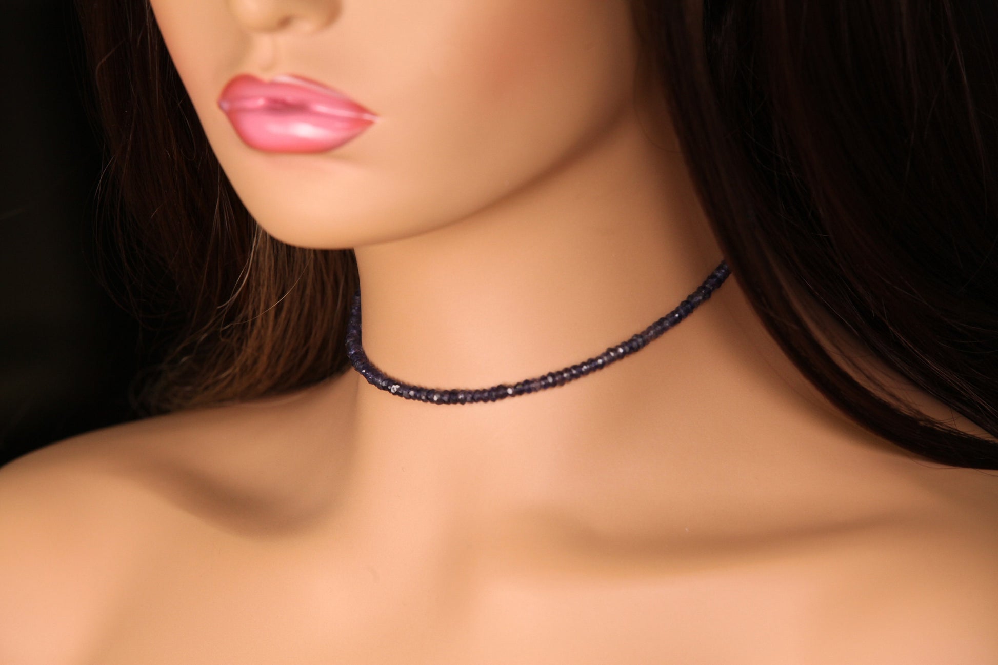 4-4.5mm Faceted Iolite Layering Choker 925 Sterling Silver Necklace, Precious Gemstones, September Birthstone. Optional 2" Extender