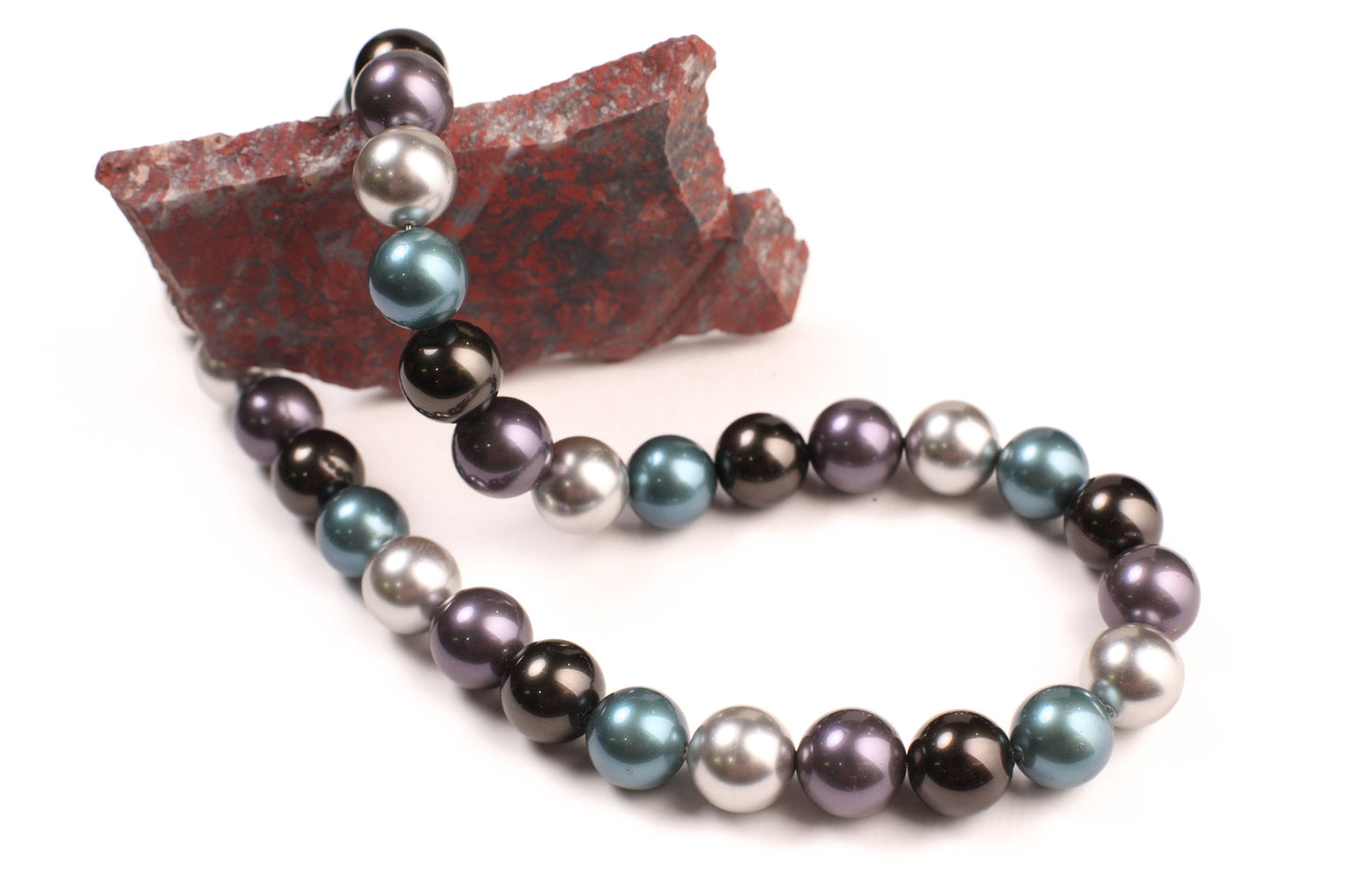 Tri color 12mm Multi blue teal silver South Seashell Pearl Necklace 16-38" choice, Bridal ,Evening wear, party , Elegant gift