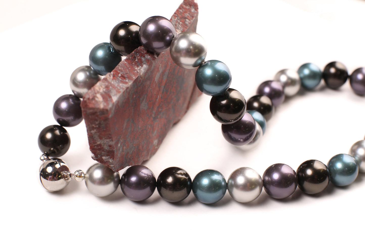 Tri color 12mm Multi blue teal silver South Seashell Pearl Necklace 16-38" choice, Bridal ,Evening wear, party , Elegant gift