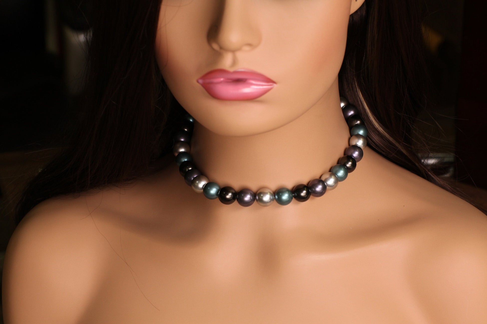 Tri color 12mm Multi blue teal silver South Seashell Pearl Necklace 16-38" choice, Bridal ,Evening wear, party , Elegant gift