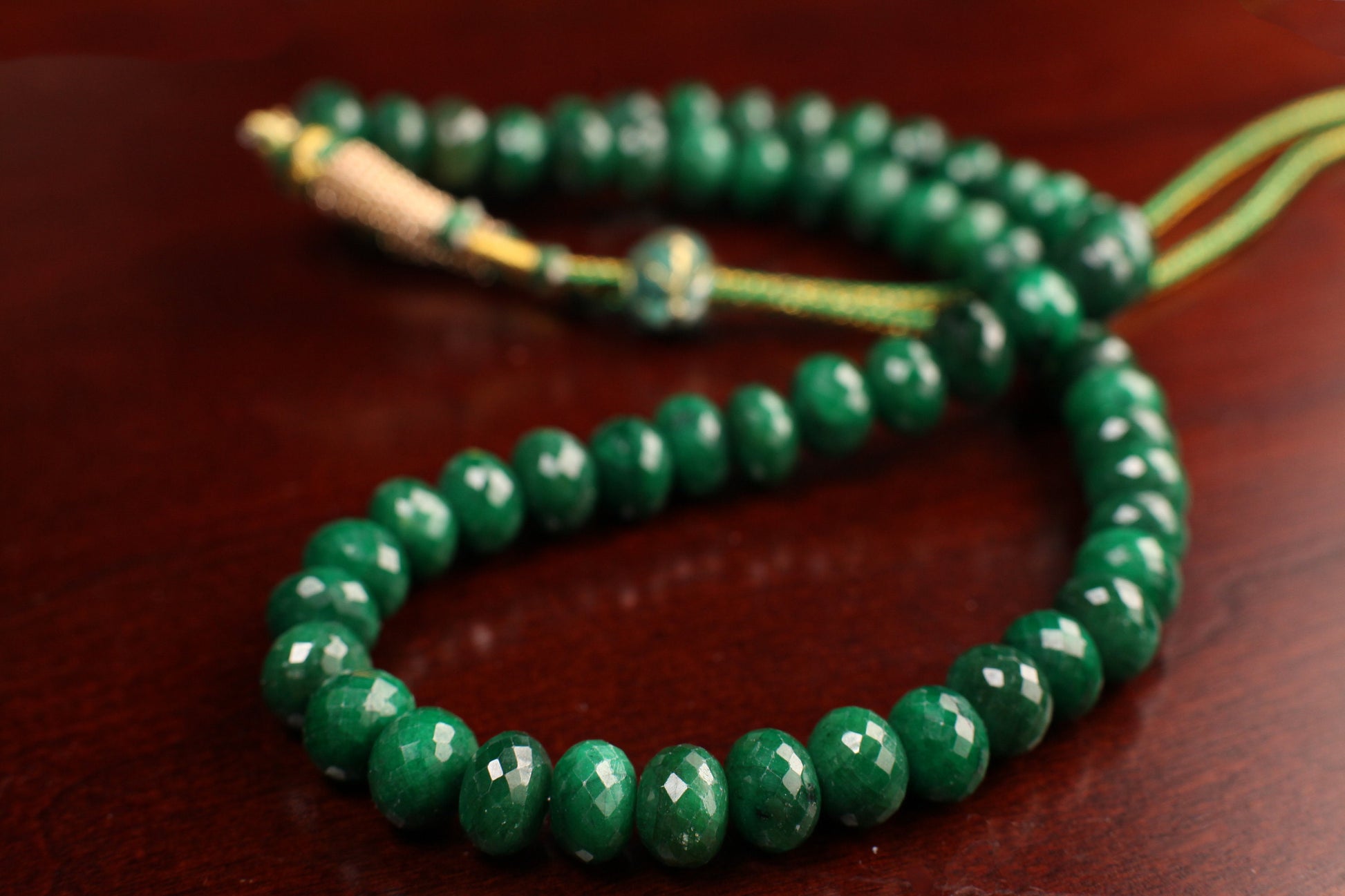 Genuine Zambian Emerald Green 9.5-10mm Large Faceted Roundel Gemstone 18” Necklace with 9" Adjustable thread, May Birthstone, Gift 470 cts