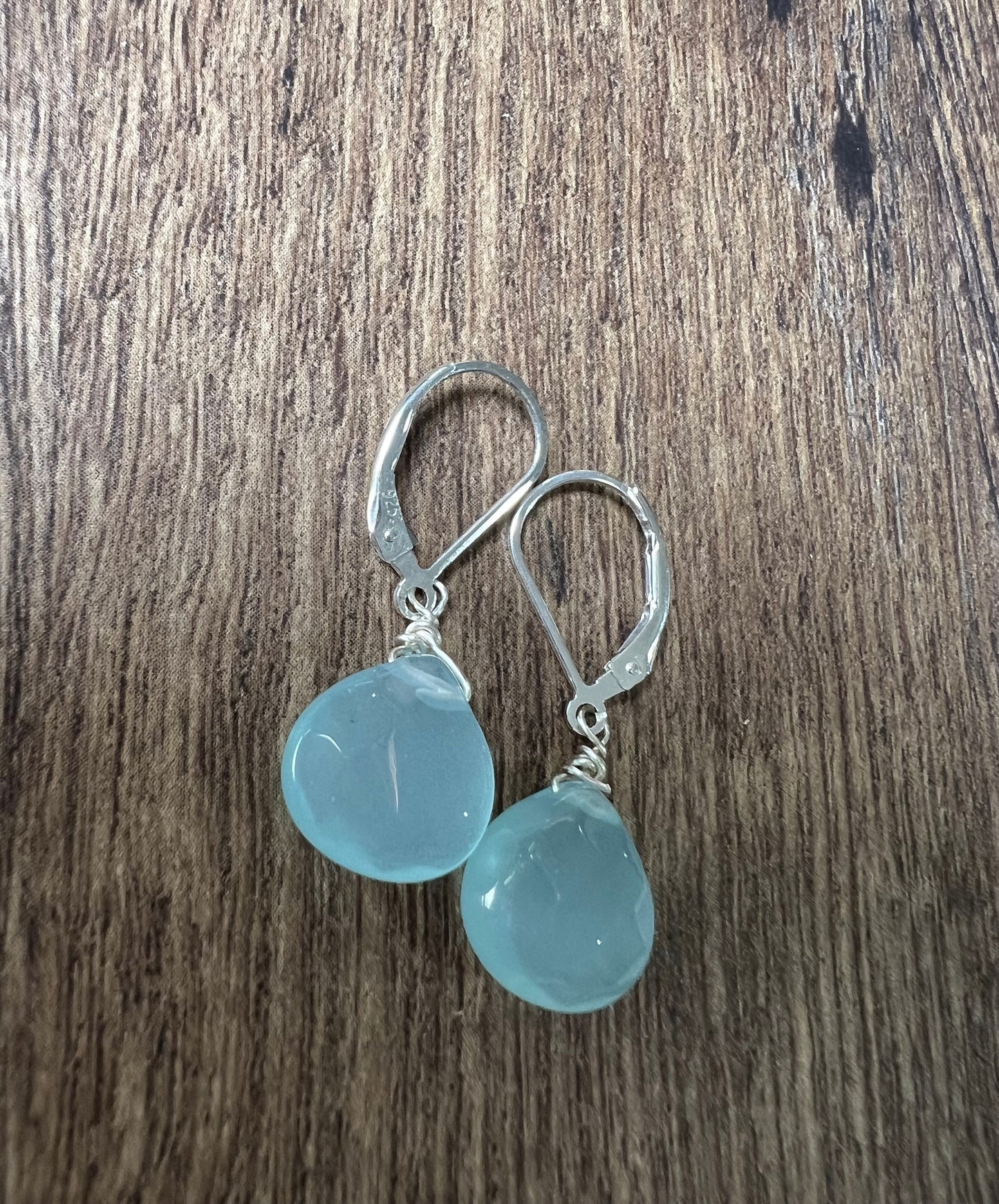 Aqua Chalcedony Faceted heart drop in 14K Gold Filled or 925 Sterling Silver Earrings . Beautiful ocean blue summer gift ,beach minimalist