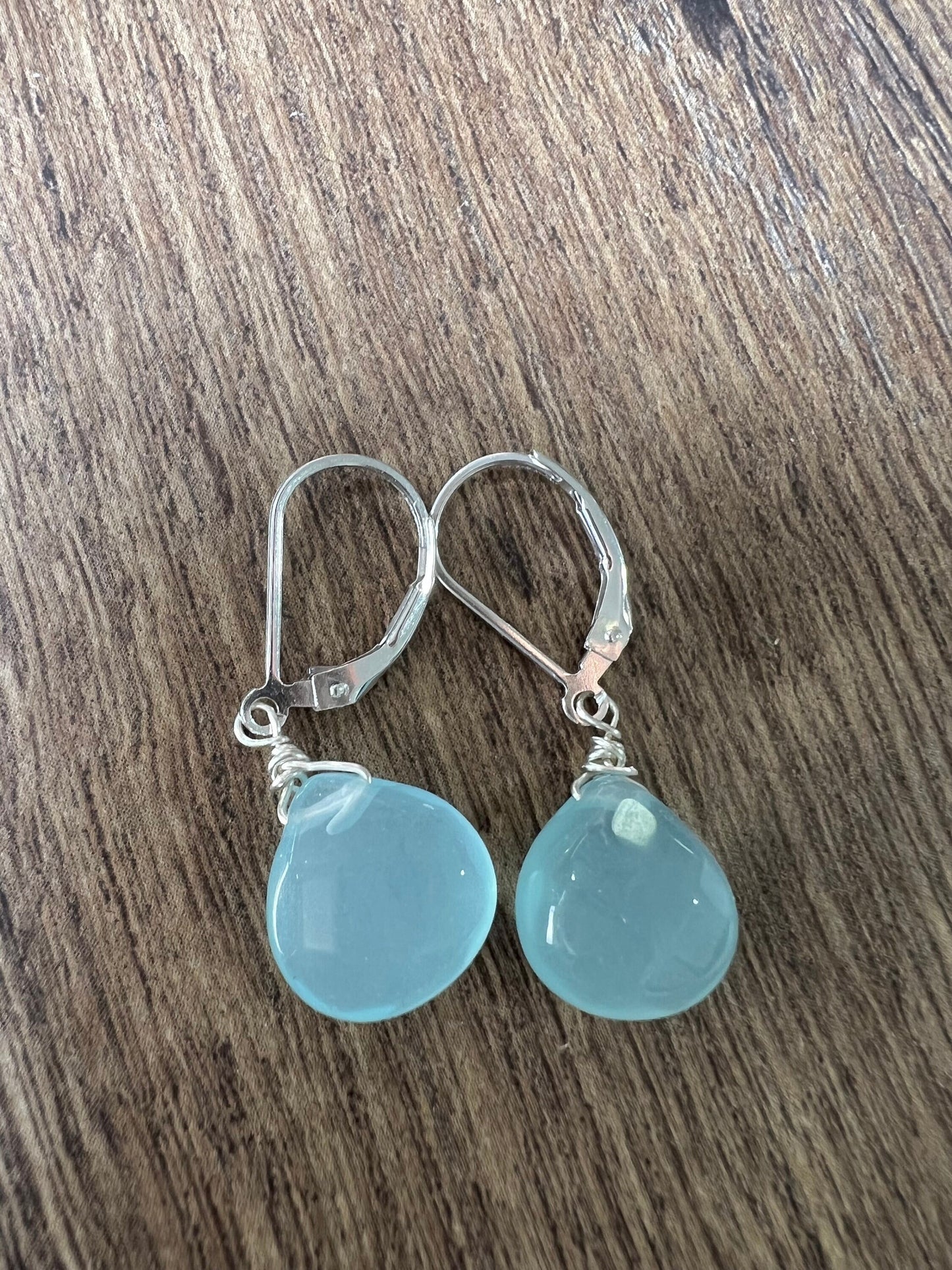 Aqua Chalcedony Faceted heart drop in 14K Gold Filled or 925 Sterling Silver Earrings . Beautiful ocean blue summer gift ,beach minimalist