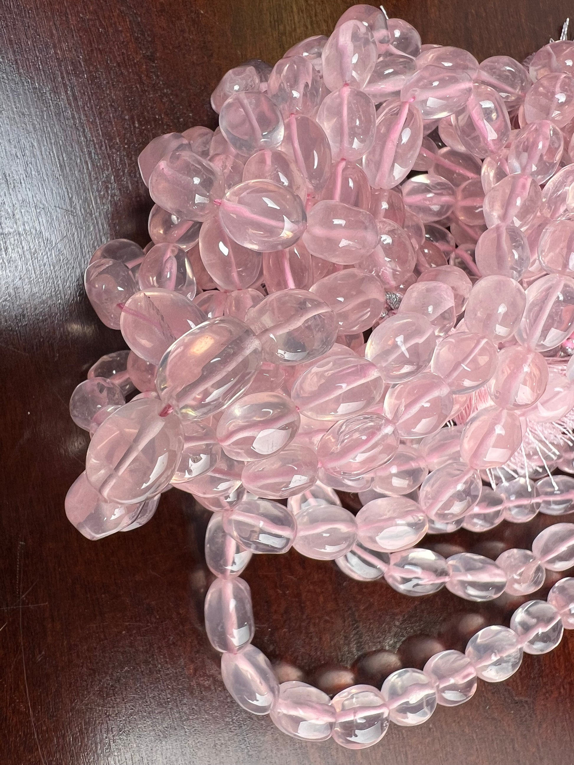 Morganite smooth puff oval 6x8-10mm freeform bead AAA clear quality Jewelry Making Soft Pink Bead 7.5” Strand 20 pcs