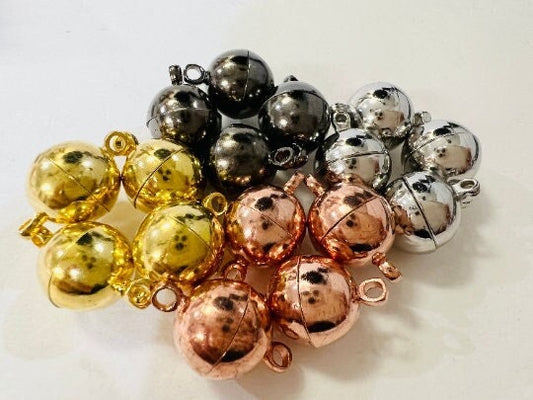 4 pcs 12mm, 14mm Mag Ball Clasp, in Gold , Rose Gold , Black , Rhodium Silver plated, Antique Copper Round Smooth jewelry making clasp