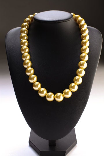 Golden Yellow South SeaShell Pearl 14mm Large High Luster Statement Necklace, Bridal, Gift for Her