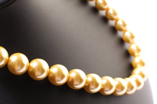 Golden Yellow South SeaShell Pearl 14mm Large High Luster Statement Necklace, Bridal, Gift for Her