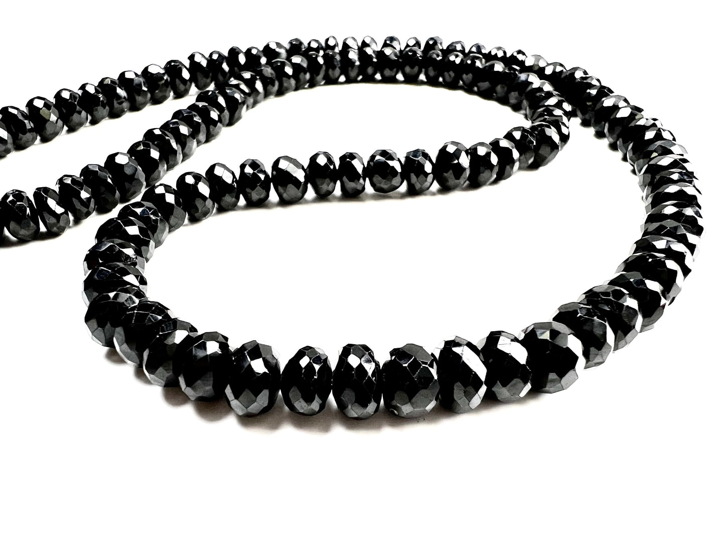 Genuine Black Spinel large size 6.5-7mm Micro Faceted Diamond Cut Men's and Woman matching Silver Oxidized Necklace 22"-46"