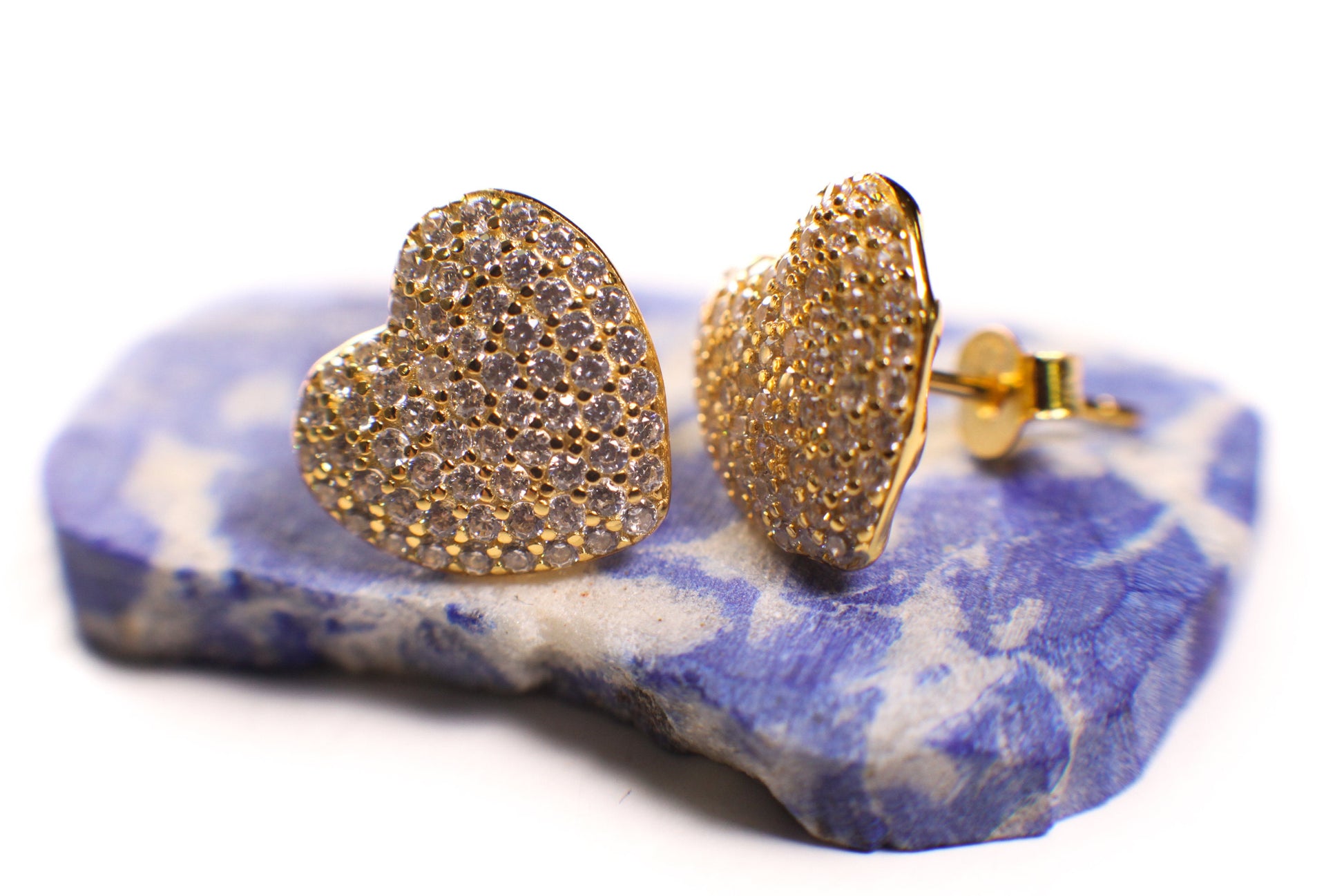 Heart stud 12mm CZ Diamond micro pave earring in 925 Sterling Silver or 14K gold Vermeil Post Earring 925 stamped