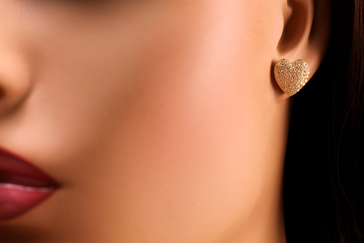 Heart stud 12mm CZ Diamond micro pave earring in 925 Sterling Silver or 14K gold Vermeil Post Earring 925 stamped
