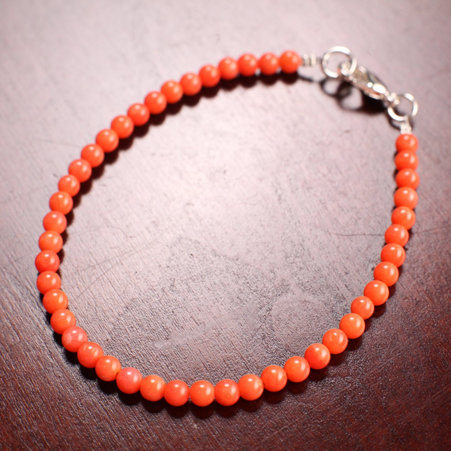 Natural Bamboo Pink Coral 3.5-4mm salmon pink Smooth Round AAA Quality Handmade 925 Sterling Silver. Gold Filled Bracelet, Beach, Boho gift