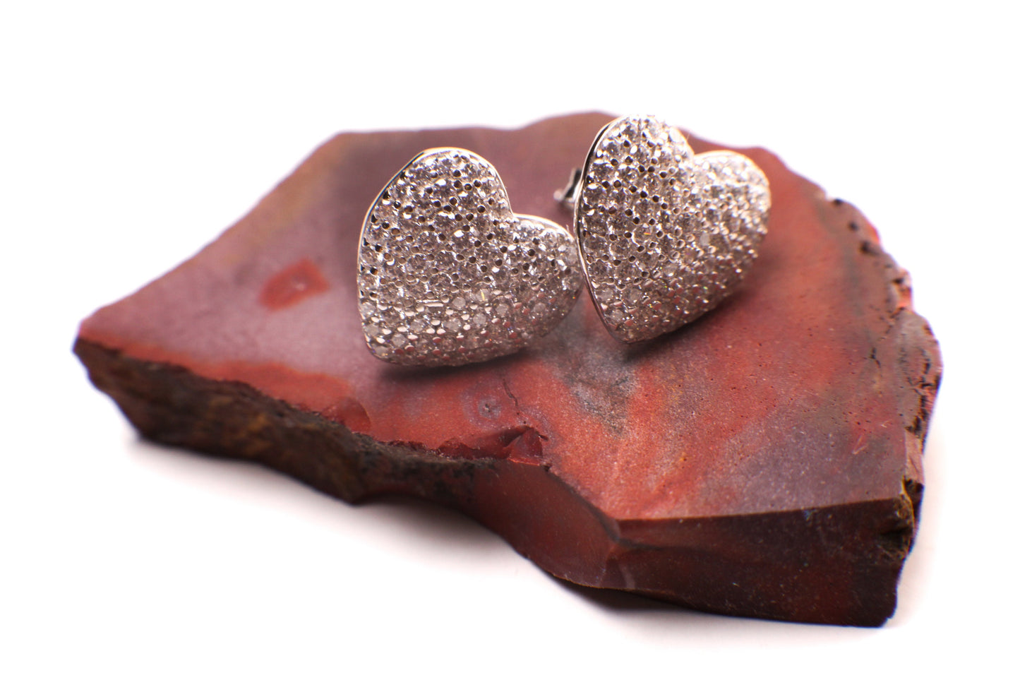 Heart stud 12mm CZ Diamond micro pave earring in 925 Sterling Silver or 14K gold Vermeil Post Earring 925 stamped