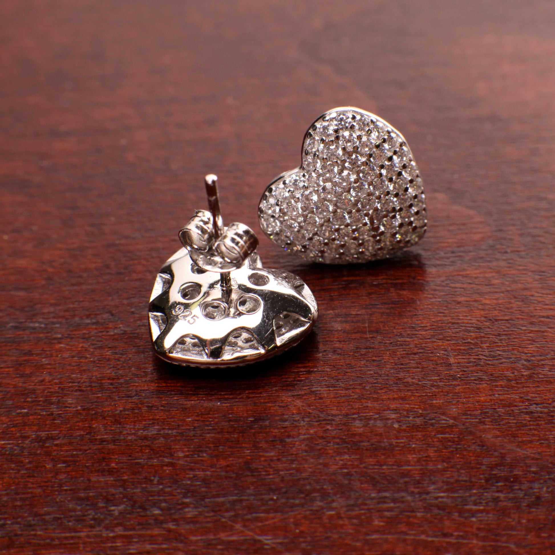 Heart stud 12mm CZ Diamond micro pave earring in 925 Sterling Silver or 14K gold Vermeil Post Earring 925 stamped
