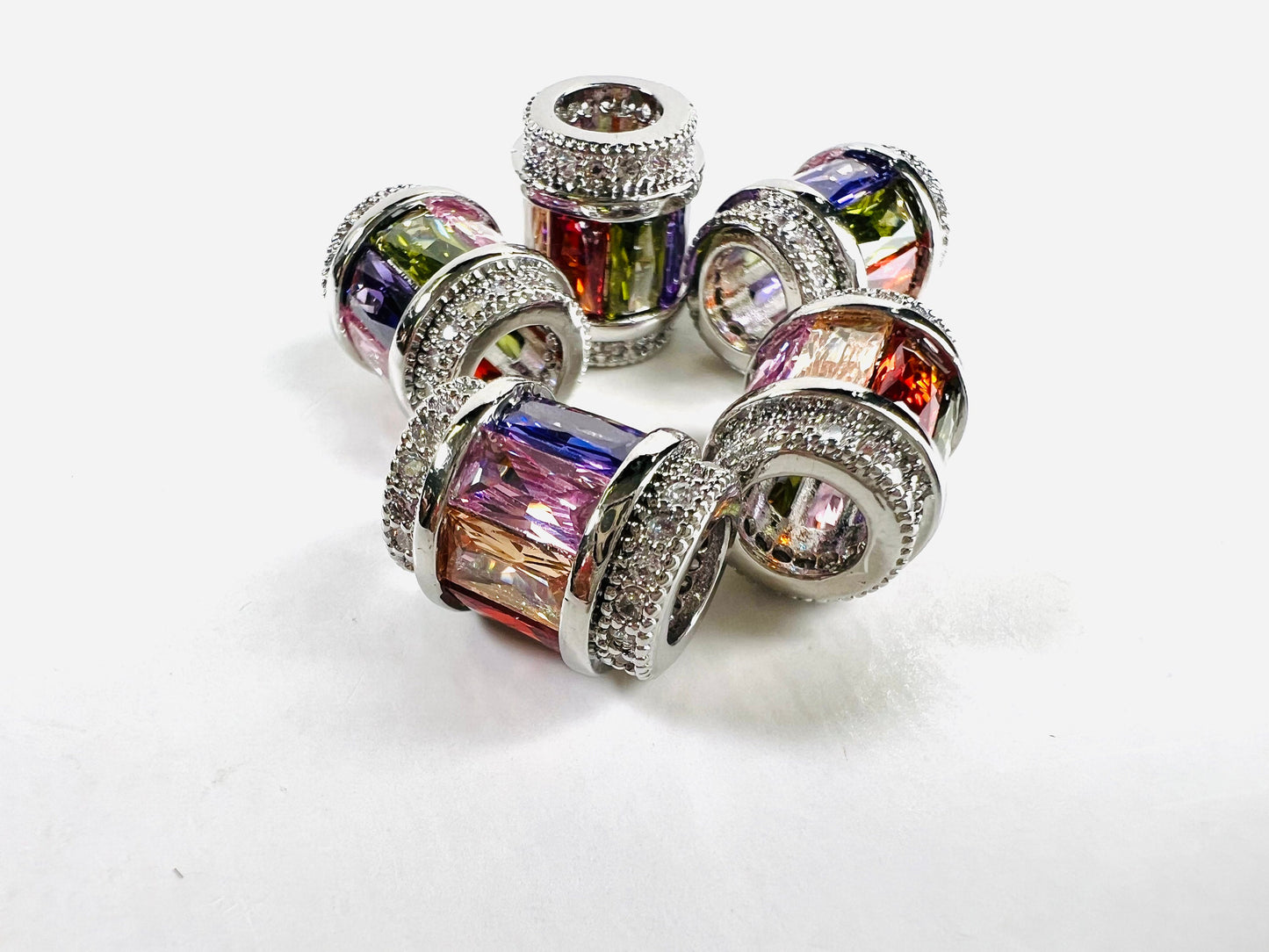 CZ micro pave diamond drum shape spacer multi color.Bead high quality non Tarnish cubic Zirconia jewelry making charm spacer 1Pc