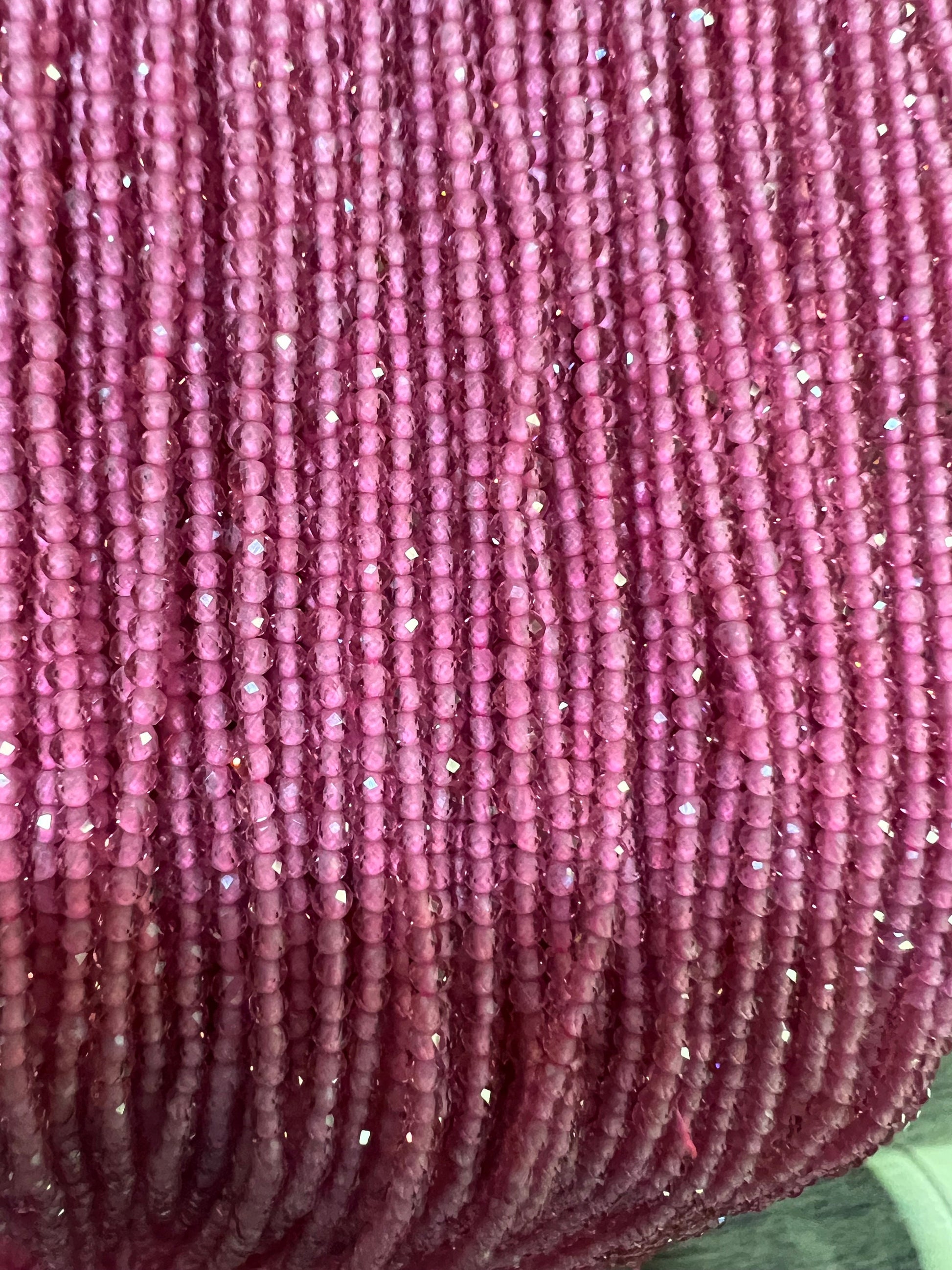 Pink cubic Zirconia Micro Faceted 2mm ,3mm Round rose pink color Beads AAA Gemstone Jewelry Making CZ Beads 14.5" Strand